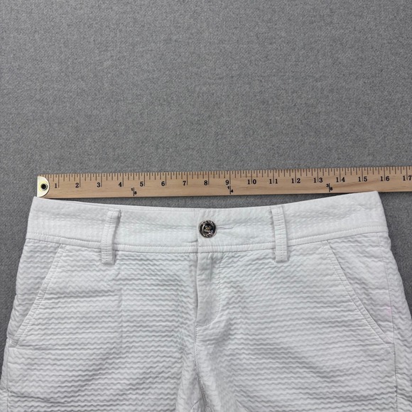 Lilly Pulitzer Callahan Shorts Womens 2 White Textured Cotton Resort Preppy - Picture 4 of 10